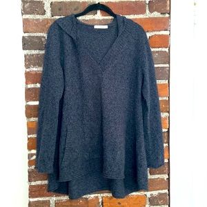 Subtle Luxury 100% Cashmere Hooded V-Neck Tunic